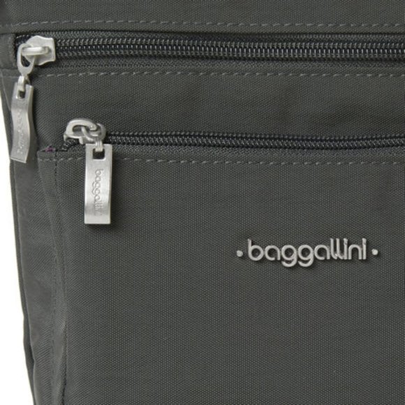 Baggallini Essential Crossbody With RFID - Gray - 9" x 9" x 2.25" - Picture 5 of 11